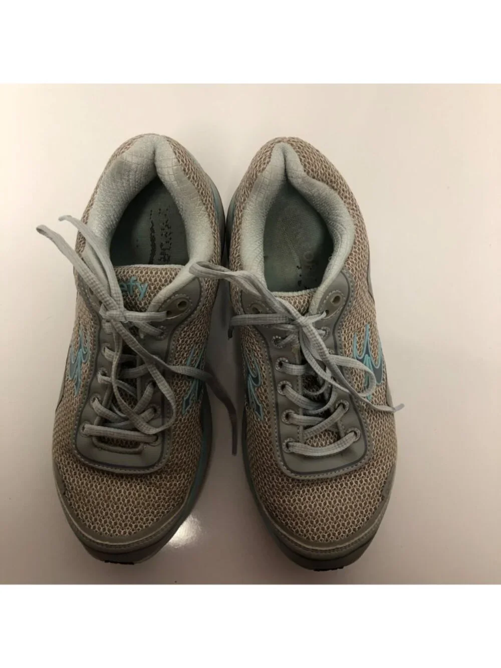 GDefy Gravity Defyer Mighty Walk Athletic Shoes Womens Size 8 Gray Aqua Sneaker